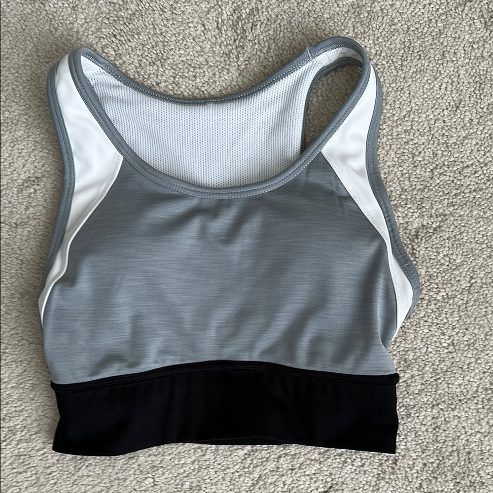 Athleta Gray and Black Racerback Sports Bra, XS